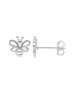 New Sterling Silver Cut-Out Bumble Bee Stud Earrings