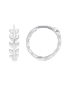 New Sterling Silver Leaf Huggie Hoop Earrings