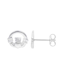 New Sterling Silver Claddagh Stud Earrings