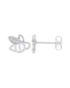 New Sterling Silver Cut-Out Bumble Bee Stud Earrings