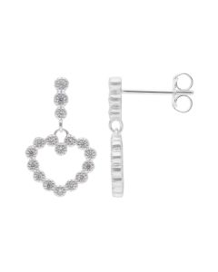 New Sterling Silver Cubic Zirconia Open Heart Drop Earrings