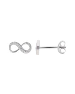 New Sterling Silver Cubic Zirconia Infinity Stud Earrings