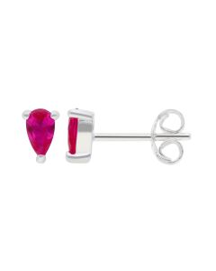 New Sterling Silver Red Cubic Zirconia Teardrop Stud Earrings