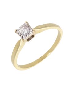 Pre-Owned 9ct Gold 0.10ct Illusion Set Diamond Solitaire Ring