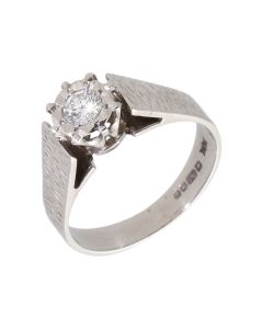 Pre-Owned 18ct White Gold Vintage Style Diamond Solitaire Ring