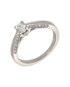 Pre-Owned 18ct Gold 0.40ct Diamond Solitaire & Shoulders Ring
