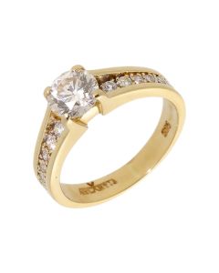 Pre-Owned 14ct Gold 1.00 Carat Diamond Solitaire & Shoulder Ring