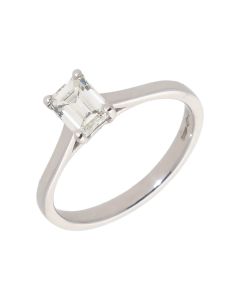 Pre-Owned Platinum 0.70ct Emerald Cut Diamond Solitaire Ring