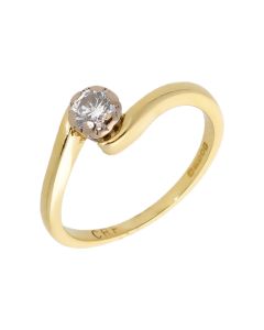Pre-Owned 18ct Yellow Gold Diamond Solitaire Twist Ring