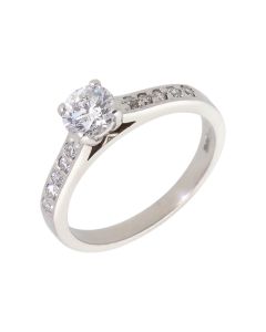 Pre-Owned 18ct Gold 0.65ct Diamond Solitaire & Shoulders Ring