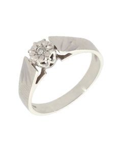 Pre-Owned 9ct Gold Vintage Illusion Set Diamond Solitaire Ring