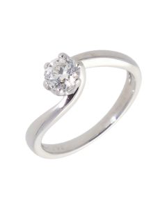 Pre-Owned 9ct White Gold 0.50 Carat Diamond Solitaire Twist Ring