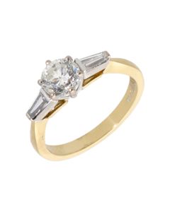 Pre-Owned 18ct Gold 1.10ct Diamond Solitaire & Shoulder Ring