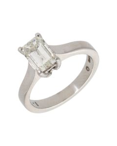 Pre-Owned Platinum 1.02 Carat Emerald Cut Diamond Solitaire Ring