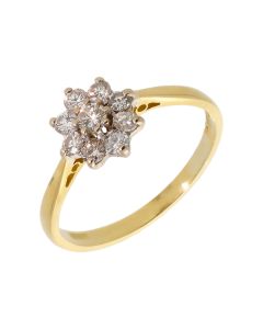 Pre-Owned 18ct Yellow Gold 0.33 Carat Diamond Cluster Ring