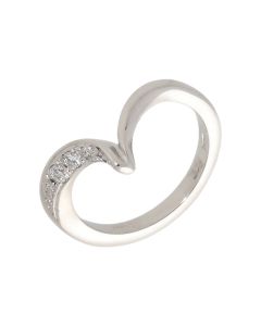Pre-Owned 9ct White Gold Diamond Set Wishbone Ring