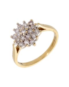 Pre-Owned 9ct Yellow Gold 0.50 Carat Diamond Cluster Ring
