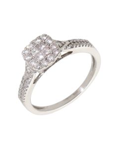 Pre-Owned 9ct Gold 0.50 Carat Mixed Cut Diamond Cluster Ring