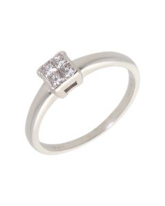 Pre-Owned 18ct Gold 0.20 Carat Princess Cut Diamond Cluster Ring