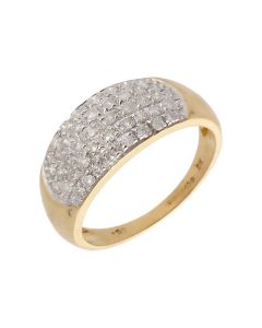 Pre-Owned 9ct Yellow Gold 0.51 Carat Domed Diamond Band Ring