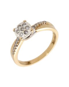 Pre-Owned 9ct Gold Illusion Set Diamond Cluster Ring