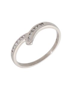 Pre-Owned 9ct White Gold 0.10 Carat Diamond Crossover Ring