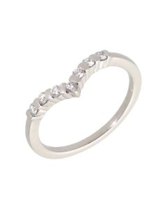 Pre-Owned 18ct White Gold Diamond Set Wishbone Ring