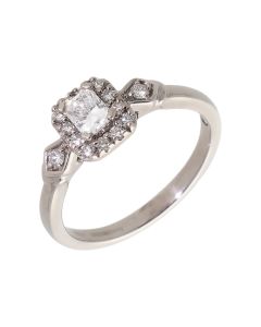 Pre-Owned Palladium 0.50 Carat Diamond Halo Solitaire Ring