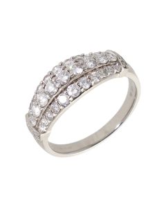 Pre-Owned 9ct White Gold Triple Row Diamond Dress Ring
