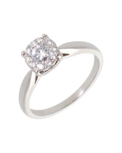 Pre-Owned 18ct White Gold 0.40 Carat Diamond Halo Cluster Ring
