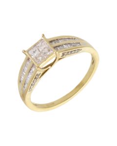 Pre-Owned 9ct Gold 0.50 Carat Mixed Cut Diamond Cluster Ring