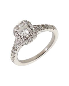 Pre-Owned Platinum 0.85 Carat Mixed Cut Diamond Halo Ring