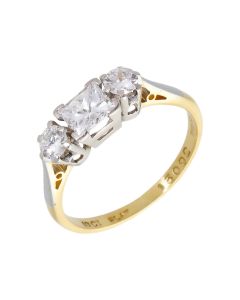 Pre-Owned 14ct Yellow Gold Mixed Cut Diamond Trilogy Ring