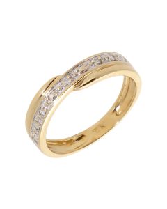 Pre-Owned 9ct Gold Diamond Set Crossover Band Ring