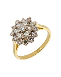 Pre-Owned 18ct Yellow Gold 0.75 Carat Diamond Cluster Ring