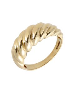 Pre-Owned 9ct Yellow Gold Ribbed Domed Dress Ring