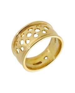 Pre-Owned 18ct Yellow Gold Punched Circles Wide Band Dress Ring