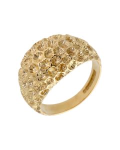 Pre-Owned 9ct Yellow Gold Textured Domed Dress Ring