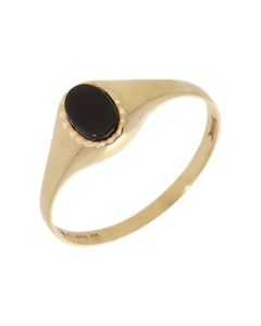 Pre-Owned 9ct Yellow Gold Oval Onyx Signet Ring
