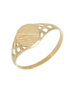 Pre-Owned 9ct Yellow Gold Half Patterned Signet Ring