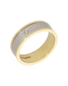 Pre-Owned 18ct Yellow & White Gold Diamond Set Wedding Band Ring