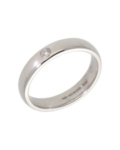 Pre-Owned 9ct White Gold Diamond Set 4mm Wedding Band Ring