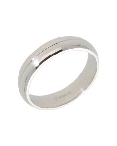 Pre-Owned 18ct White Gold 5mm Ridged Wedding Band Ring