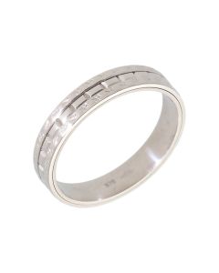 Pre-Owned 9ct White Gold 4mm Patterned Wedding Band Ring