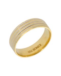 Pre-Owned 18ct Yellow & White Gold 6mm Wedding Band Ring
