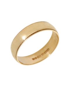Pre-Owned 9ct Yellow Gold 4mm Beaded Edge Wedding Band Ring