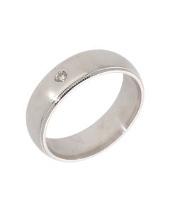 Pre-Owned 9ct White Gold Diamond Set 6mm Wedding Band Ring