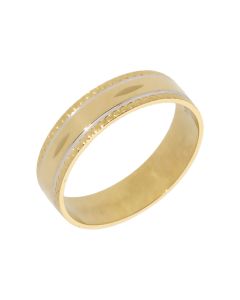 Pre-Owned 18ct Yellow & White Gold Beaded Edge Wedding Band Ring