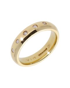 Pre-Owned 9ct Yellow Gold Diamond Set 5mm Wedding Band Ring