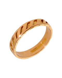 Pre-Owned 22ct Gold 4mm Wave Patterned Wedding Band Ring